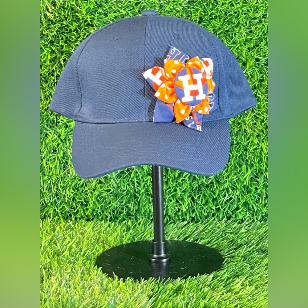 New Women’s Houston Astros Cap with Handmade Flower Accent Adjustable